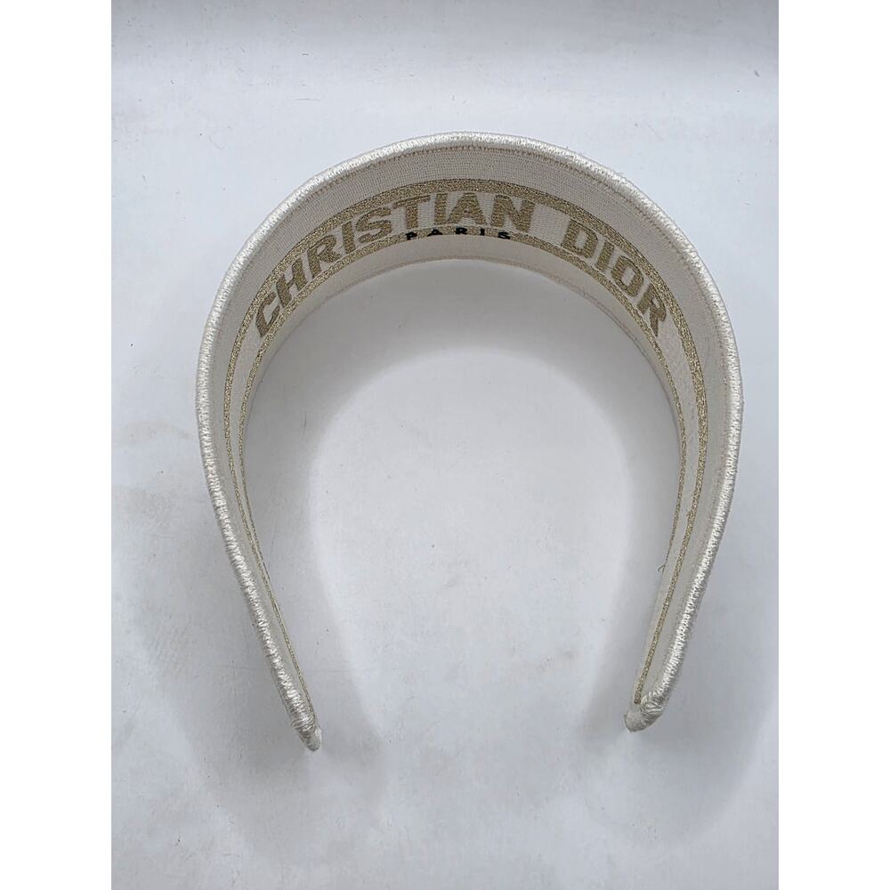 Christian Dior Beige gold Logo patterned canvas wide headband - Picture 5 of 13
